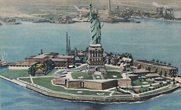 'Statue of Liberty on Bedloe's Island in New York Harbor. New York City', c1940s. Artist: Unknown.
