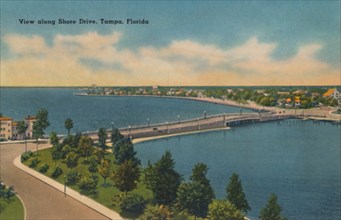 'View along Shore Drive, Tampa, Florida.', c1940s. Artist: Unknown.
