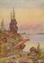 Portage and Birch-Bark Canoe', 1924. Artist: Unknown.