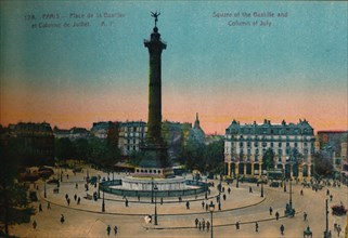 The Place de la Bastille and the July Column, Paris, c1920. Artist: Unknown.