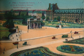 Panaromic view of the Tuileries and the Arc de Triomphe du Carrousel, Paris, c1920. Artist: Unknown.
