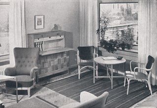 'A Swedish living-room with furniture designed by Caarl-Axel Acking and made by Svenska Mobelfabrike Artist: Unknown.