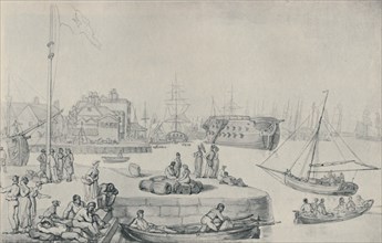 'The Quay, Blackwall Docks', 1810', (1920). Artist: Thomas Rowlandson.
