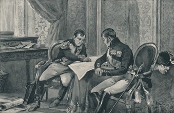 'Napoleon and Alexander at Tilsit Studying The Map of Europe', 1807, (1896). Artist: Unknown.