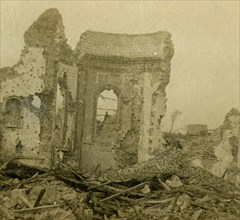 Ruined church, Combles, northern France, c1914-c1918. Artist: Unknown.