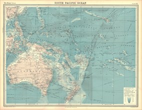 Map of the South Pacific Ocean. Artist: Unknown.