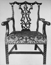 'Chinese Chippendale Elbow-Chair  with Seat in Contemporary Needlework', mid 18th century, (1928). Artist: Thomas Chippendale.