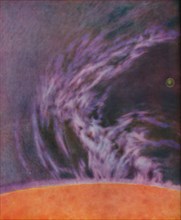 'Immense Eruption of a Solar Prominence 140,000 Miles High', c1935. Artist: Unknown.