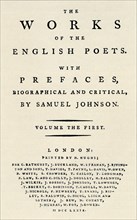 'Facsimile title-page of the first edition of The Works of the English Poets, containing Johnson's Artist: Unknown.