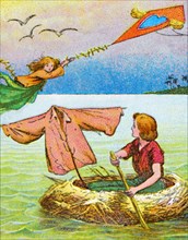 'Wendy and Peter escape', c1905.  Artist: Unknown.