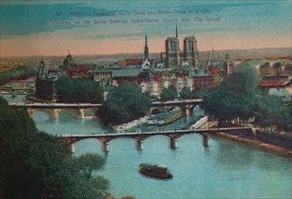 Panorama of the River Seine with Notre-Dame Cathedral and the Îsle de la Cité, Paris, c1920. Artist: Unknown.