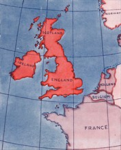 'The British Isles and France, Belgium and Holland at Noon in mid-summer', 1935. Artist: Unknown.