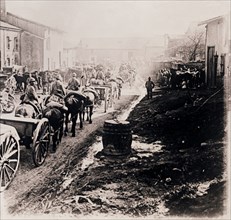 Mounted troops with wagons, c1914-c1918. Artist: Unknown.