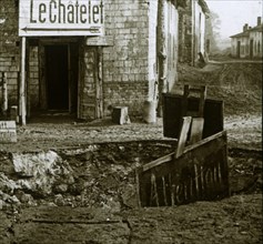 Mined crossroads, Le Chatelet, France, c1914-c1918. Artist: Unknown.