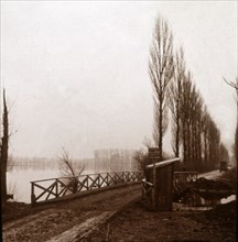 Bridge on the River Ailette, northern France, c1918. Artist: Unknown.