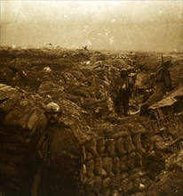 Trenches on the front line, Moulin de Souain, northern France, c1915. Artist: Unknown.