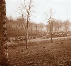 Column of troops, Genicourt, northern France, c1914-c1918. Artist: Unknown.