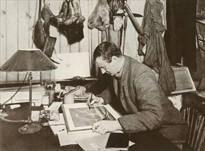 'Dr. Wilson Working Up The Sketch Which Is Given at P. 258', 1911, (1913). Artist: Herbert Ponting.