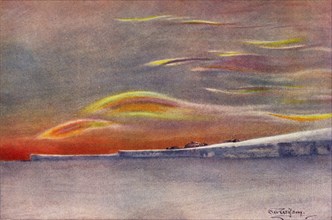 'Iridescent Clouds: Looking North from Cape Evans', 1911, (1913). Artist: Edward Wilson.