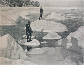 'Campbell and Priestley Afloat on Pancake Ice', 1912, (1913). Artist: G Murray Levick.