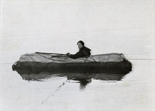 'Campbell Afloat in a Kayak', 1911, (1913). Artist: G Murray Levick.