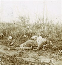 Body of dead soldier, Château-Porcien, northern France, c1914-c1918. Artist: Unknown.