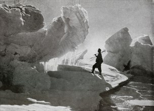'Pressure Ice Blocks Near Discovery Bluff', c1911, (1913). Artist: Frank Debenham.