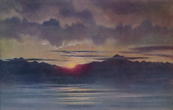 'An April Sunset from Hut Point, Looking West', 1911, (1913). Artist: Edward Wilson.