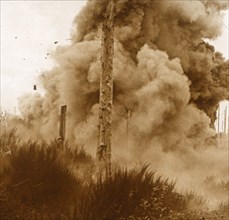 Explosion of a mine, Vosges, eastern France, c1914-c1918. Artist: Unknown.