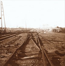 Destroyed railway tracks, Roeselare, Flanders, Belgium, c1914-c1918. Artist: Unknown.