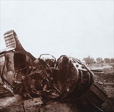 Ripped open tank, Champagne, northern France, c1914-c1918. Artist: Unknown.
