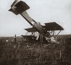 Crashed plane, Tracy-le-Val, northern France, c1914-c1918. Artist: Unknown.