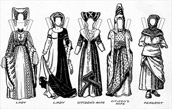 'Costumes of Men and Women as Worn in the Period When Henry V Reigned', c1934. Artist: Unknown.