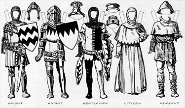 'The Gallery of Costume: Dresses Worn in the Last Years of Edward III's Reign', c1934. Artist: Unknown.