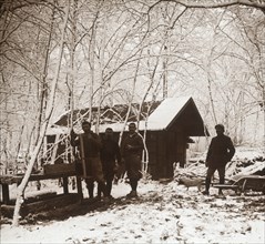 Soldiers in the snow, Forêt de la Reine, France, c1914-c1918. Artist: Unknown.