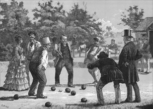 'A Game at Bowls', 1872. Artist: J M L R.