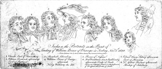 'Index to...the landing of William Prince of Orange at Torbay, November 5th 1688.', (1830s?). Artist: Unknown.
