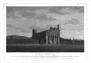 'West View of King Edward's Chapel on Wakefield Bridge in the County of York', c1800. Artist: William Byrne.