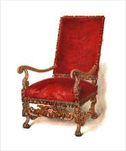 Upholstered chair, 1905. Artist: Shirley Slocombe.