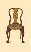 Walnut chair inlaid with marquetry, 1905. Artist: Shirley Slocombe.