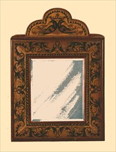 Mirror with walnut frame with inlaid marquetry, 1905. Artist: Shirley Slocombe.