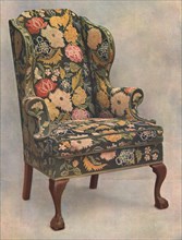 Walnut chair covered with needlework, 1905. Artist: Shirley Slocombe.