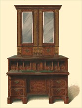 Walnut inlaid writing cabinet, 1905. Artist: Shirley Slocombe.