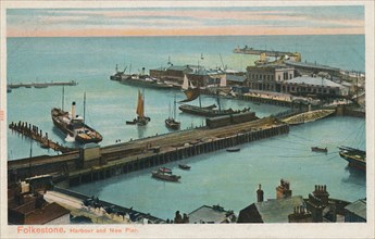 'Folkestone. Harbour and New Pier', late 19th-early 20th century. Artist: Unknown.