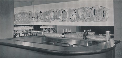 'A cocktail bar mural in carved and enamelled linoleum in the Berkeley Hotel, Montreal', 1942. Artist: Unknown.
