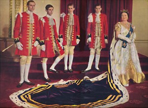 'Her Majesty the Queen Mother with her pages', 1953. Artist: Sterling Henry Nahum Baron.