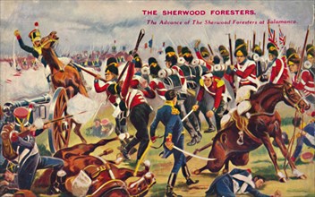 'The Sherwood Foresters. The Advance of The Sherwood Foresters at Salamanca', 1812, (1939).  Artist: Unknown.