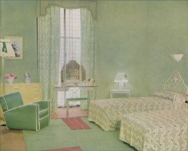 'Green and White Colour Scheme for a Bedroom', 1938. Artist: Unknown.