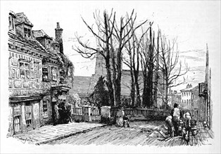 'Quarry Street, with St. Mary's', 1886. Artist: John Fulleylove.