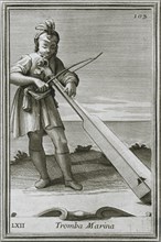 'Trumscheit (tromba marina); engraving from F. Bonanni's book Cabinetto armonico, Rome, 1722', 1948. Artist: Unknown.